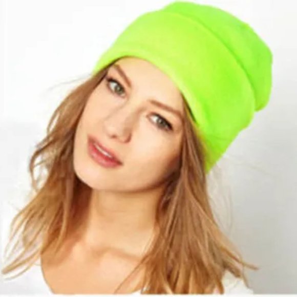 NEW Neon Slouchy Knitted Hat Winter Knit Beanie Hats Stretchy Watch Cap Unisex - Picture 1 of 3